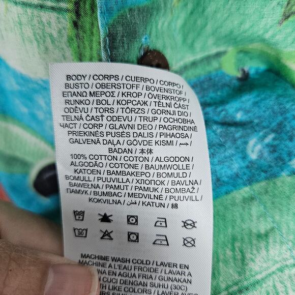 Hurley Mens Sz Small Classic Fit Tropical Button-Up Shirt Toucan & Pineapple - Picture 6 of 8